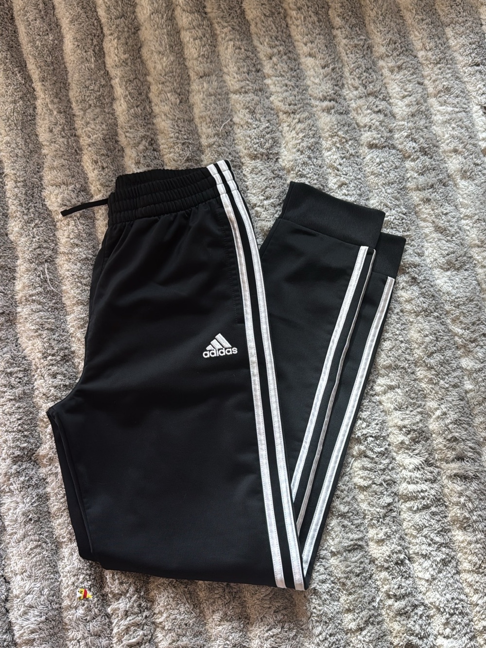 adidas Black Joggers with White Three-Stripes